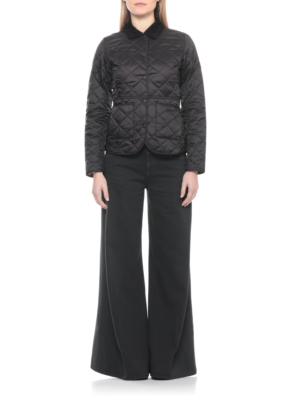 Barbour Black Deveron Quilted Corduroy-Collar Jacket Zwart