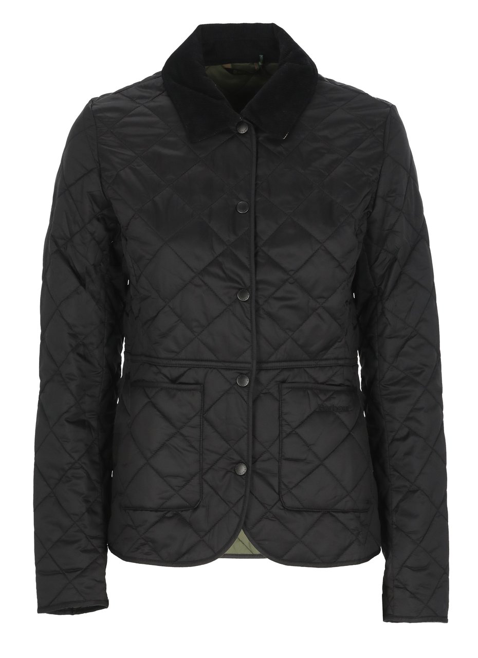 Barbour Black Deveron Quilted Corduroy-Collar Jacket Zwart