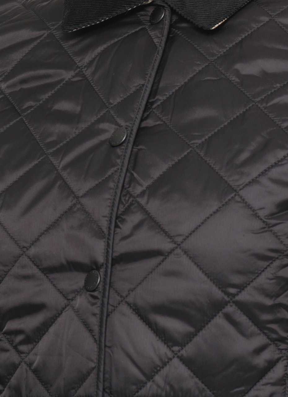 Barbour Black Deveron Quilted Corduroy-Collar Jacket Zwart