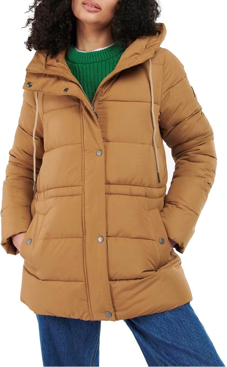 Barbour Littlebury Hooded Baffle Quilted Jacket Bruin