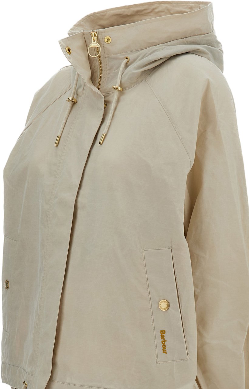 Barbour Cream Tartan-Lined Hood Cotton Jacket Neutraal