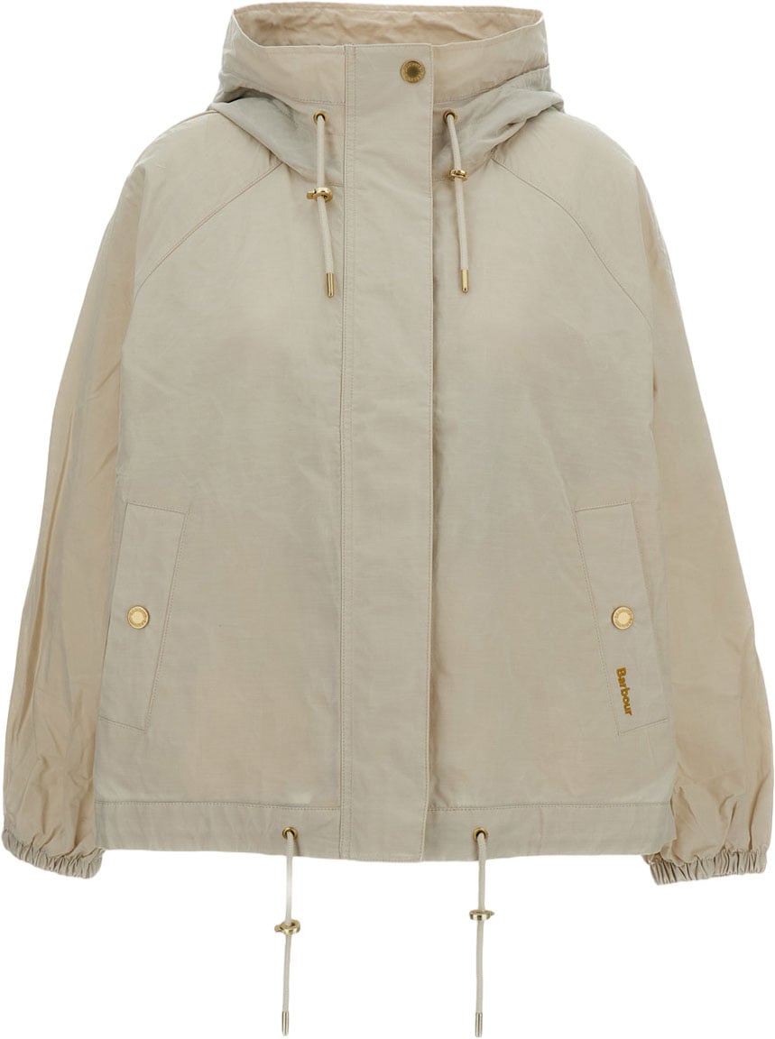 Barbour Cream Tartan-Lined Hood Cotton Jacket Neutraal