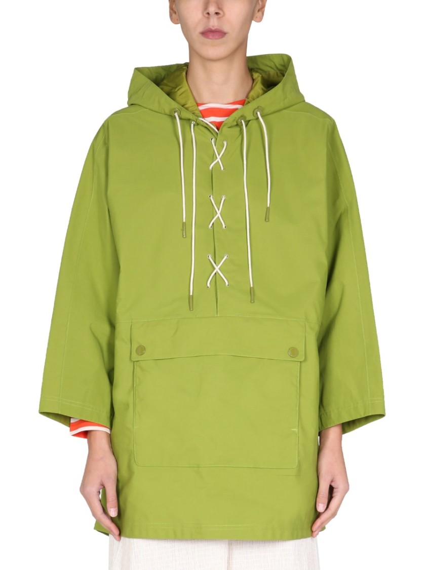 Barbour Boxy Silhouette Parka With Lace-Up Front Groen