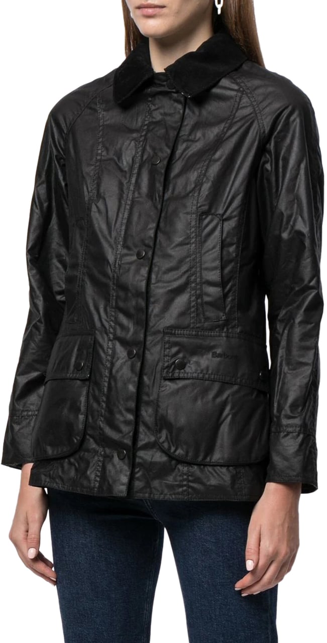 Barbour beadnell wax jacket black Zwart