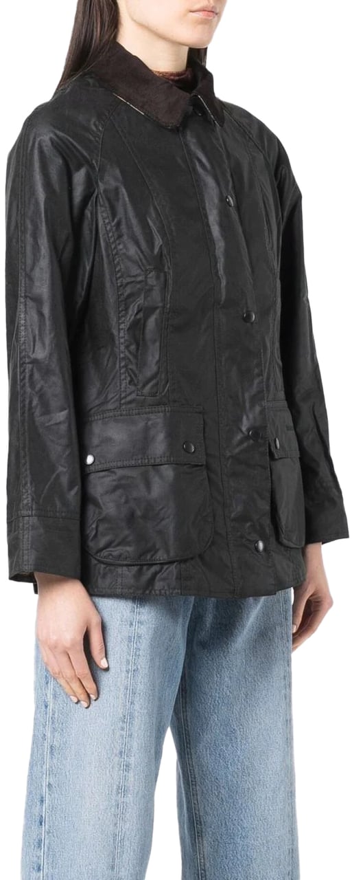 Barbour beadnell wax jacket black Zwart