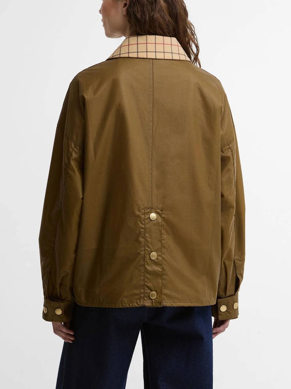 Barbour Launton Boxy Cropped Checked Jacket Zwart
