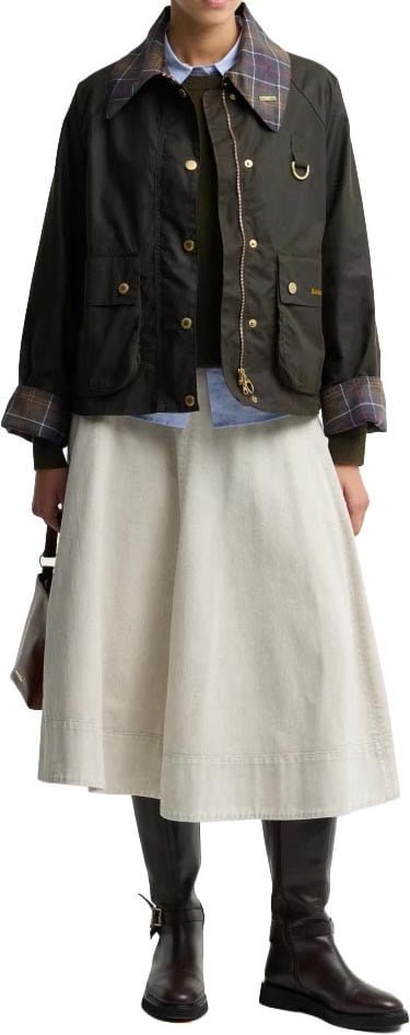 Barbour - Icons tartan collar spy wax jacket - LWX1581 - RU91 Rustic/muted Beige