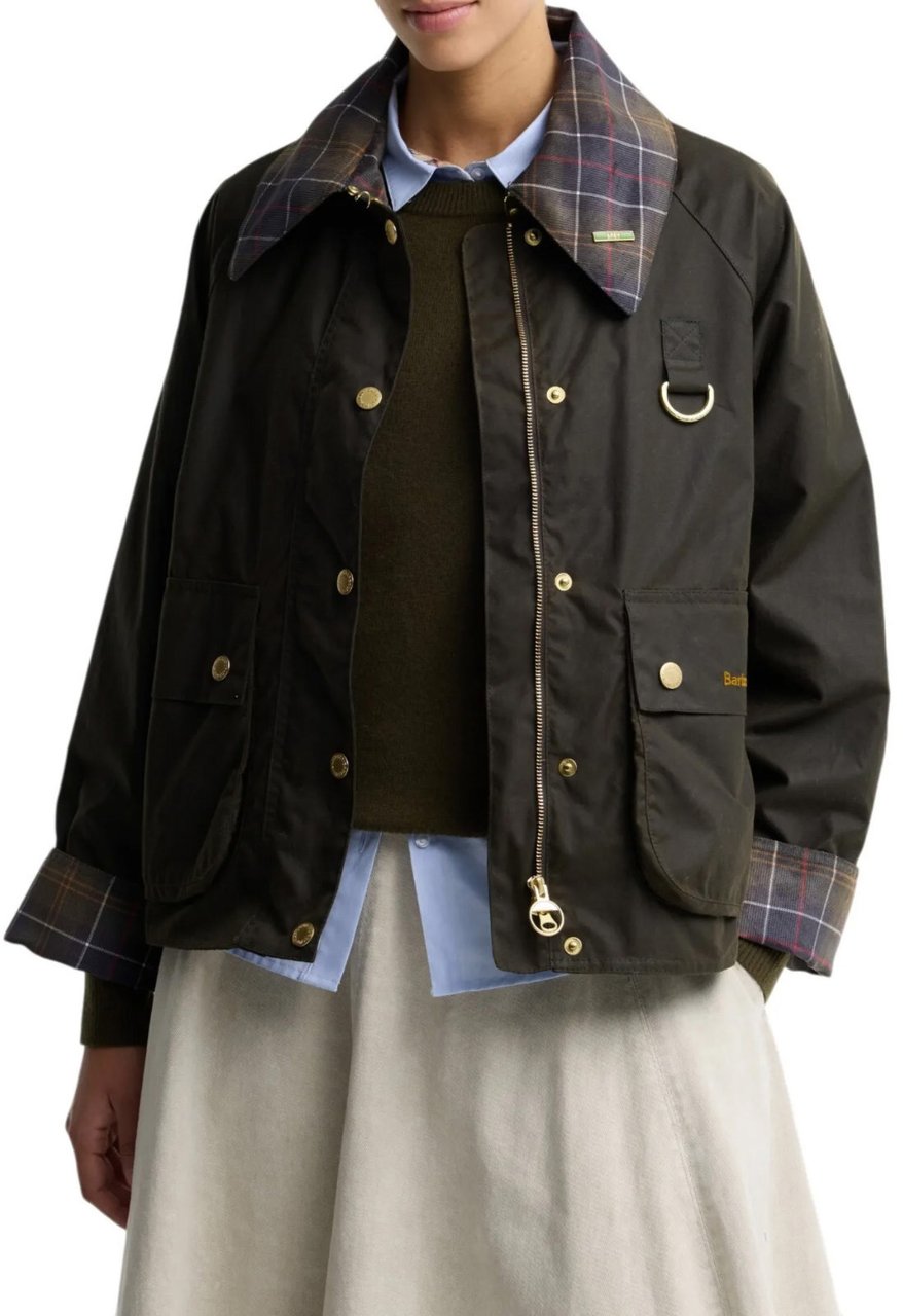 Barbour - Icons tartan collar spy wax jacket - LWX1581 - RU91 Rustic/muted Beige