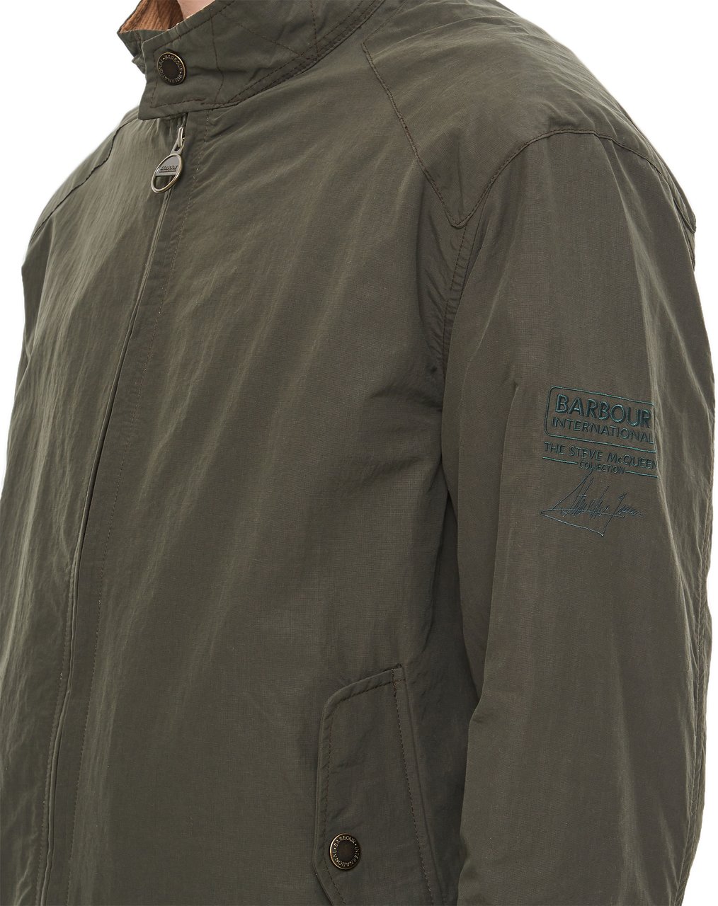 Barbour Rectifier Harrington Casual Jacket with Ribbed Velvet Collar Groen