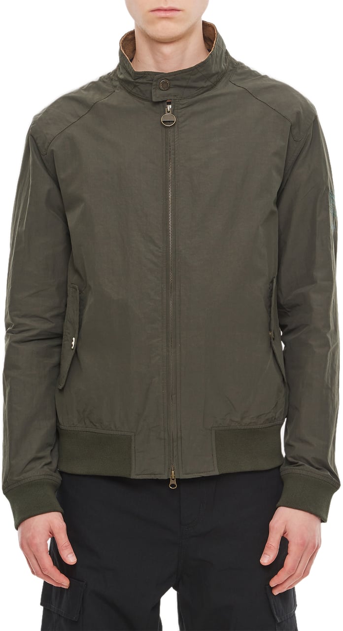 Barbour Rectifier Harrington Casual Jacket with Ribbed Velvet Collar Groen