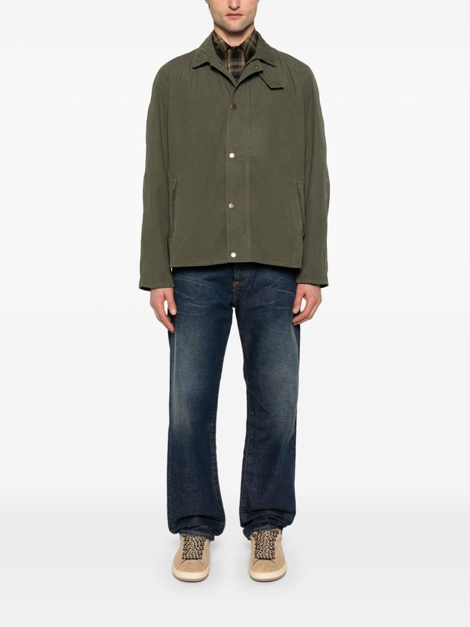 Barbour Olive Green Tracker Boxy Jacket Grijs