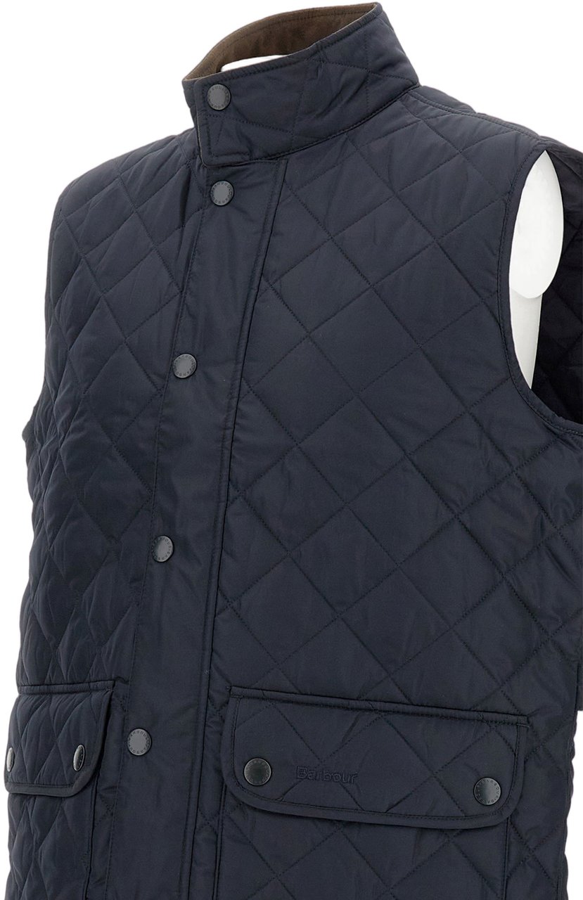 Barbour Quilted Casual Vest with Embroidered Logo and Adjustable Tabs Blauw