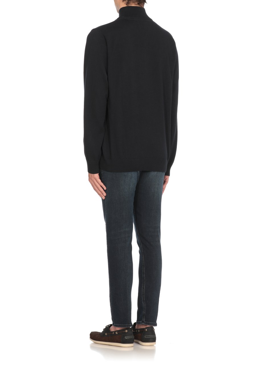 Barbour Blue Cotton Zip Round-Neck Shirt Zwart