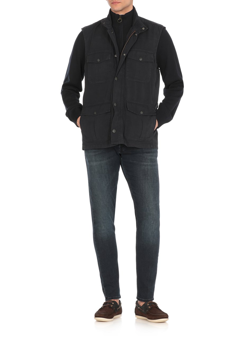 Barbour Blue Cotton Zip Round-Neck Shirt Zwart