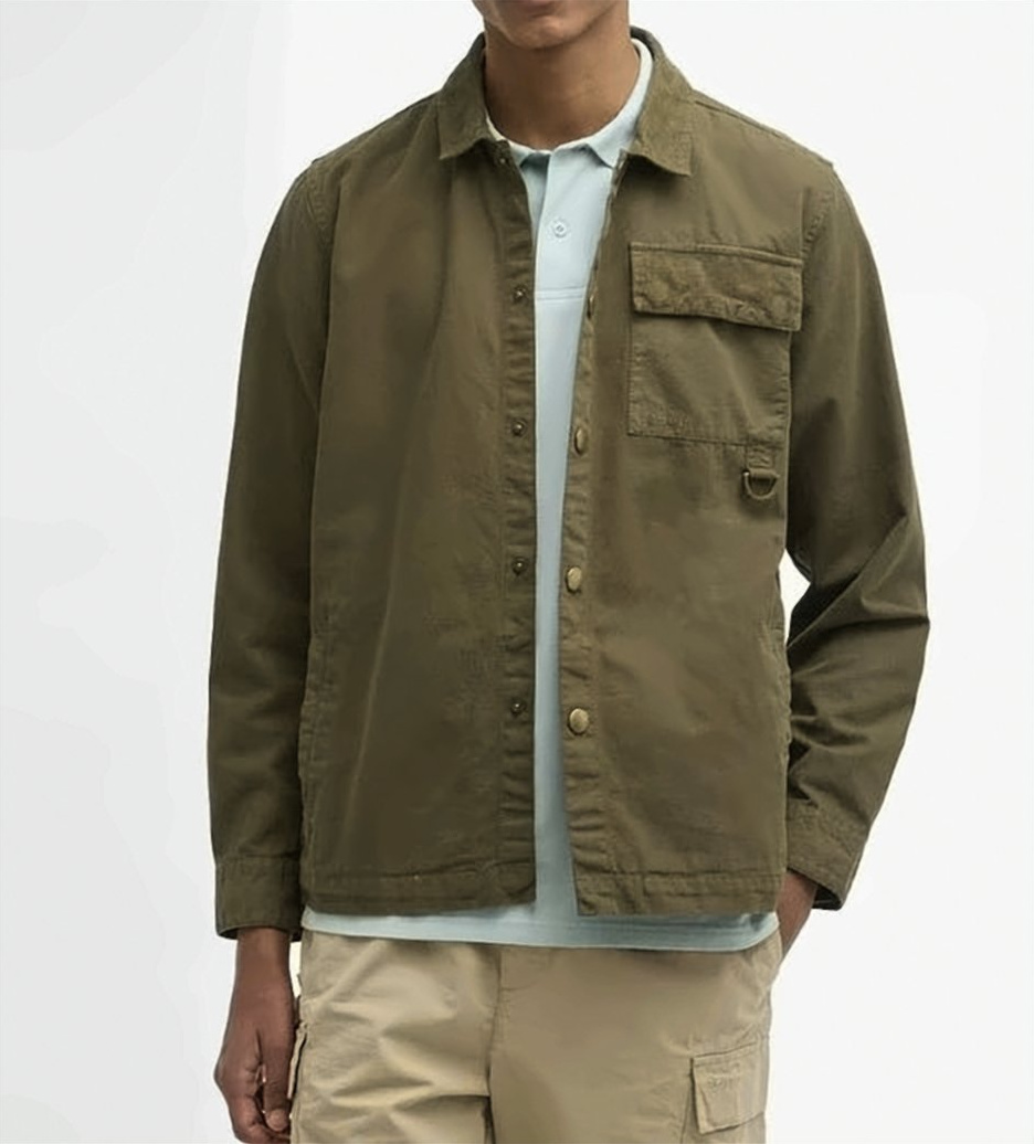 Barbour Finely Ribbed Twill Ripstop Patchwork Jacket Grijs