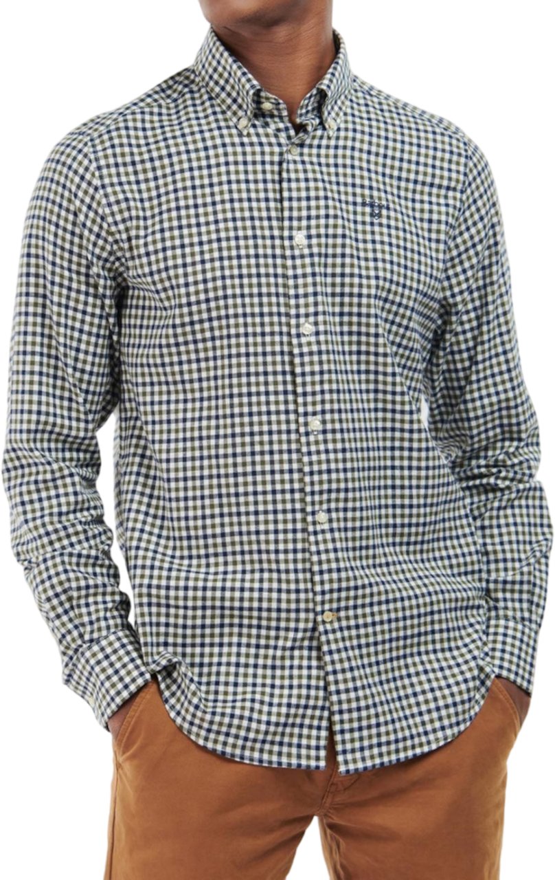Barbour Shirts Oliveblue Blauw