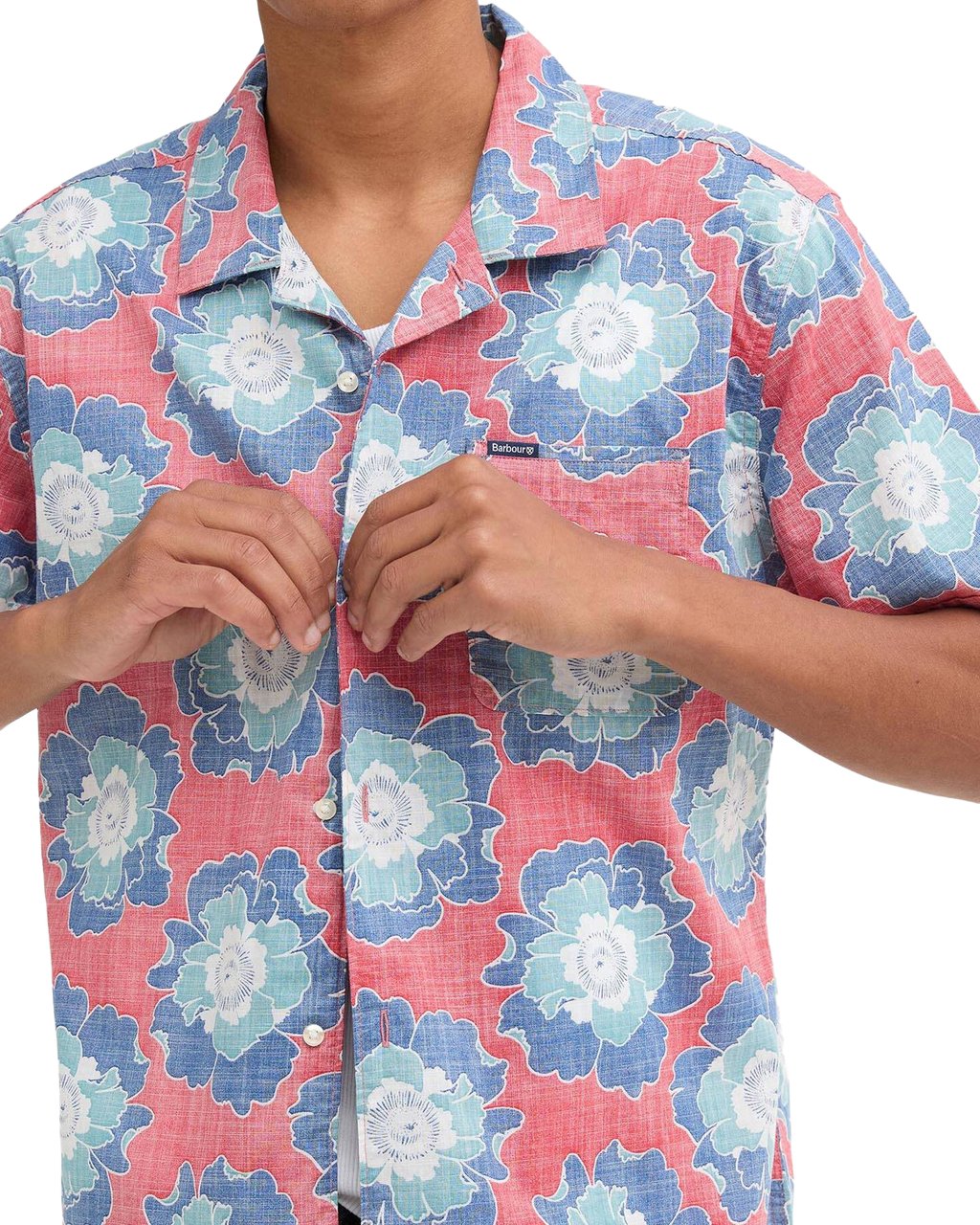 Barbour Heren Hauxley Printed Summer Fit Shi Roze