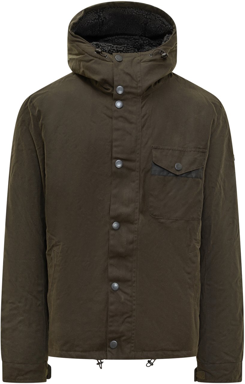 Barbour Barbour Giacca Verde con Cappuccio e Fodera in Shearling Groen