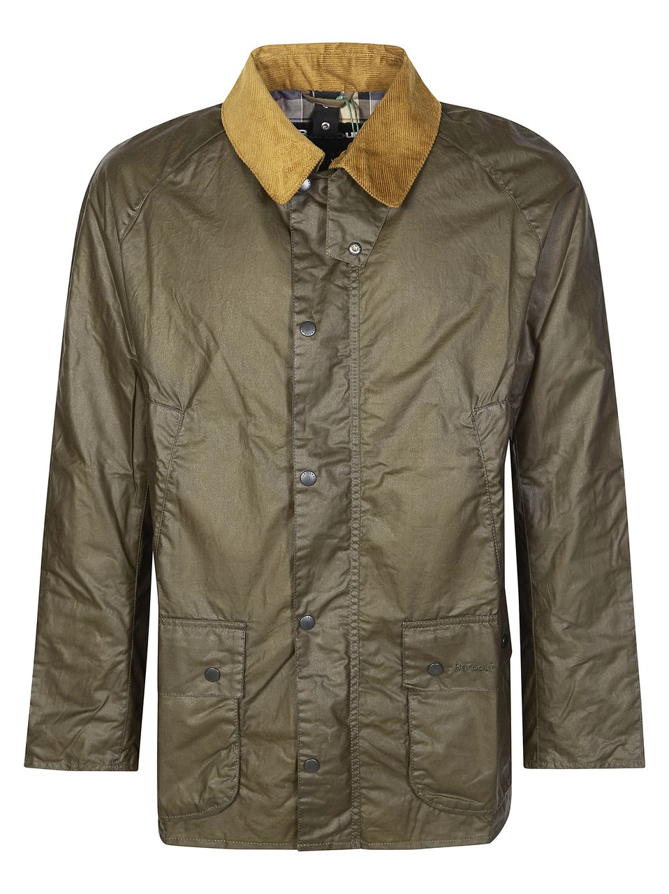 Barbour Green Waxed Corduroy Collar Jacket Grijs