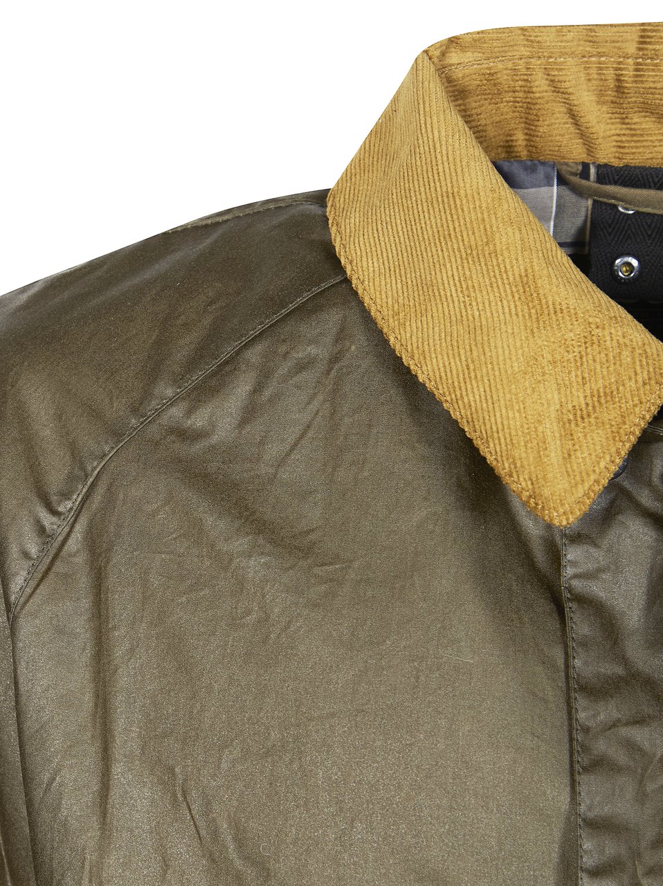 Barbour Green Waxed Corduroy Collar Jacket Grijs