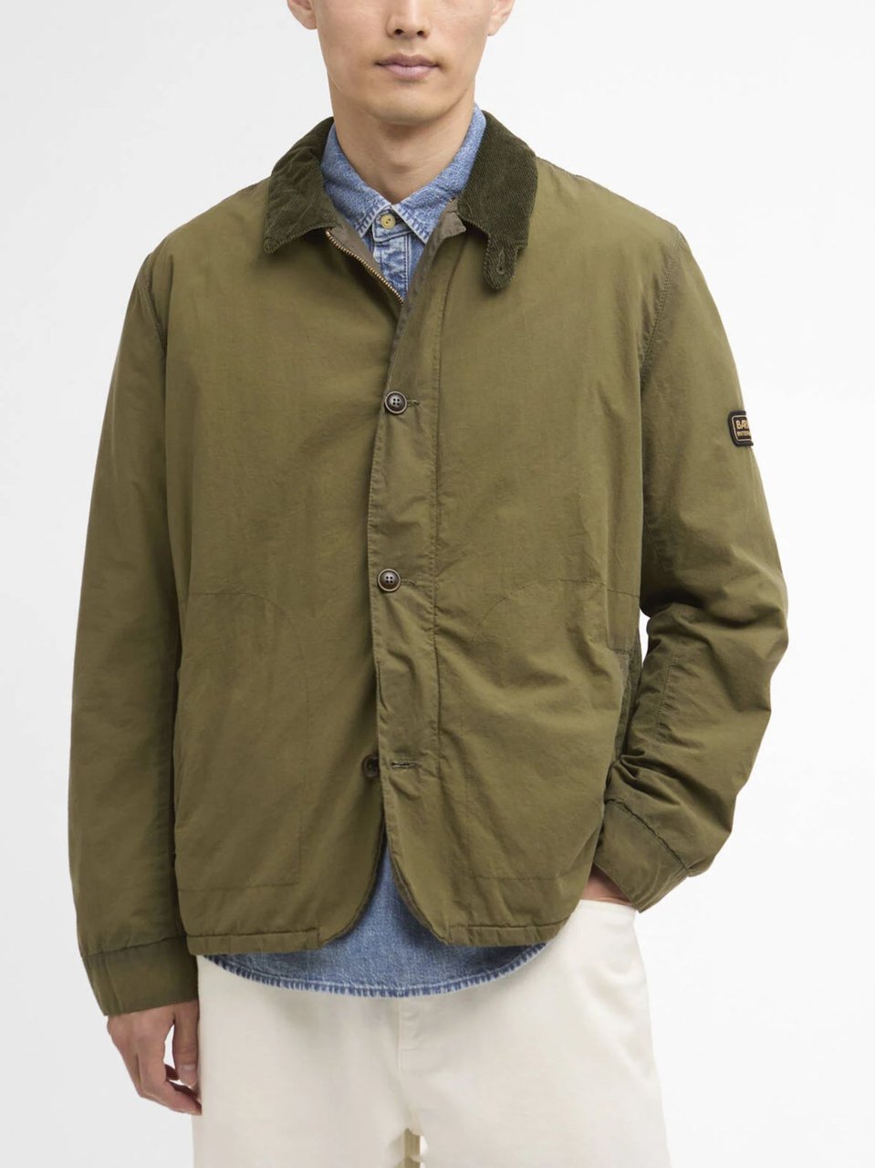Barbour Troon Corduroy Collar Waxed Jacket Groen