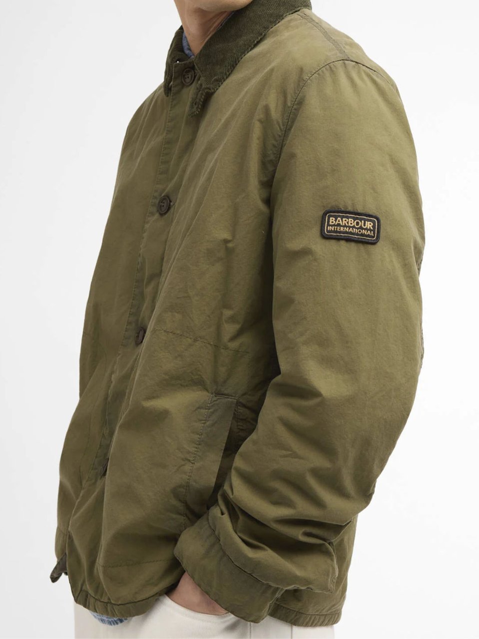 Barbour Troon Corduroy Collar Waxed Jacket Groen