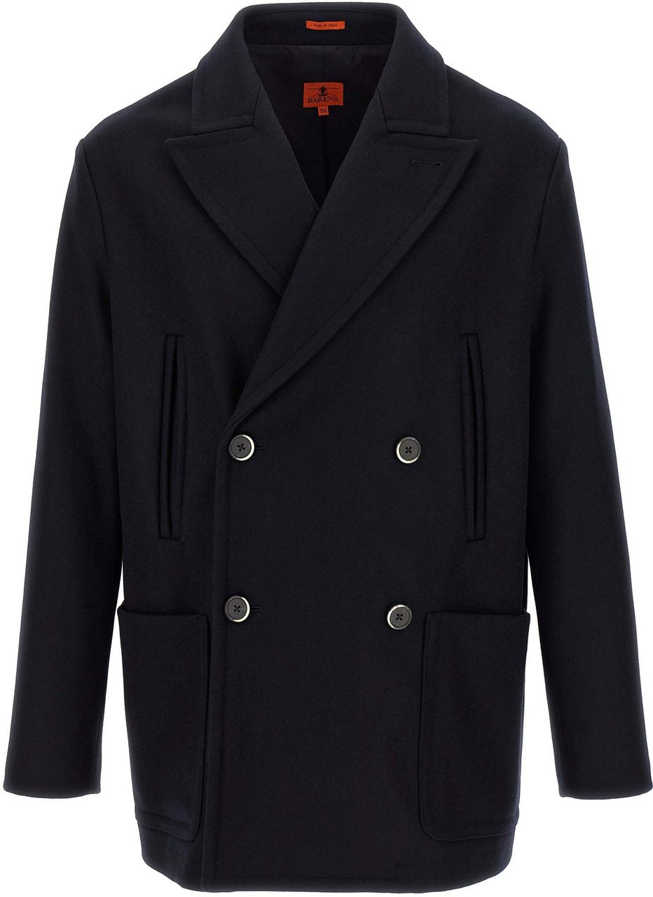 BARENA Blue Wool Coat Blauw