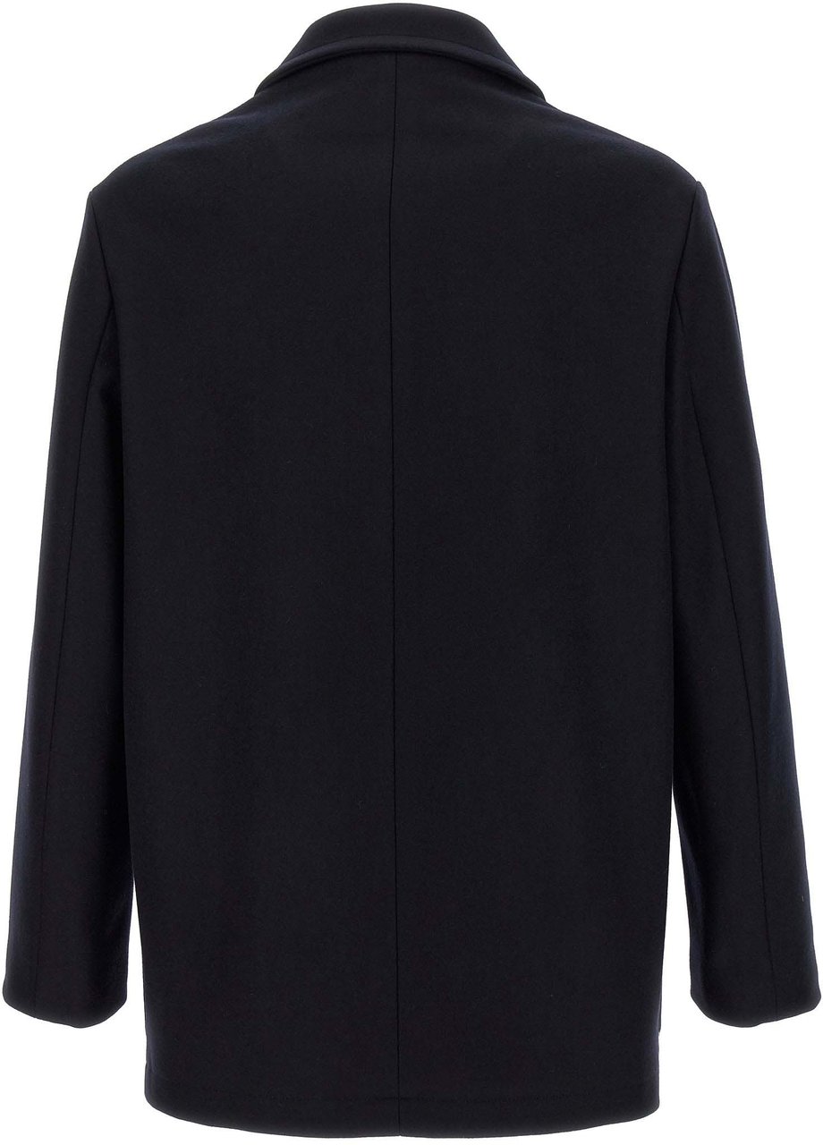 BARENA Blue Wool Coat Blauw