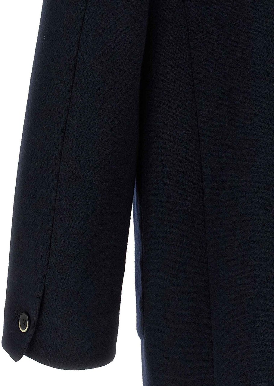 BARENA Black Virgin Wool Coat Zwart