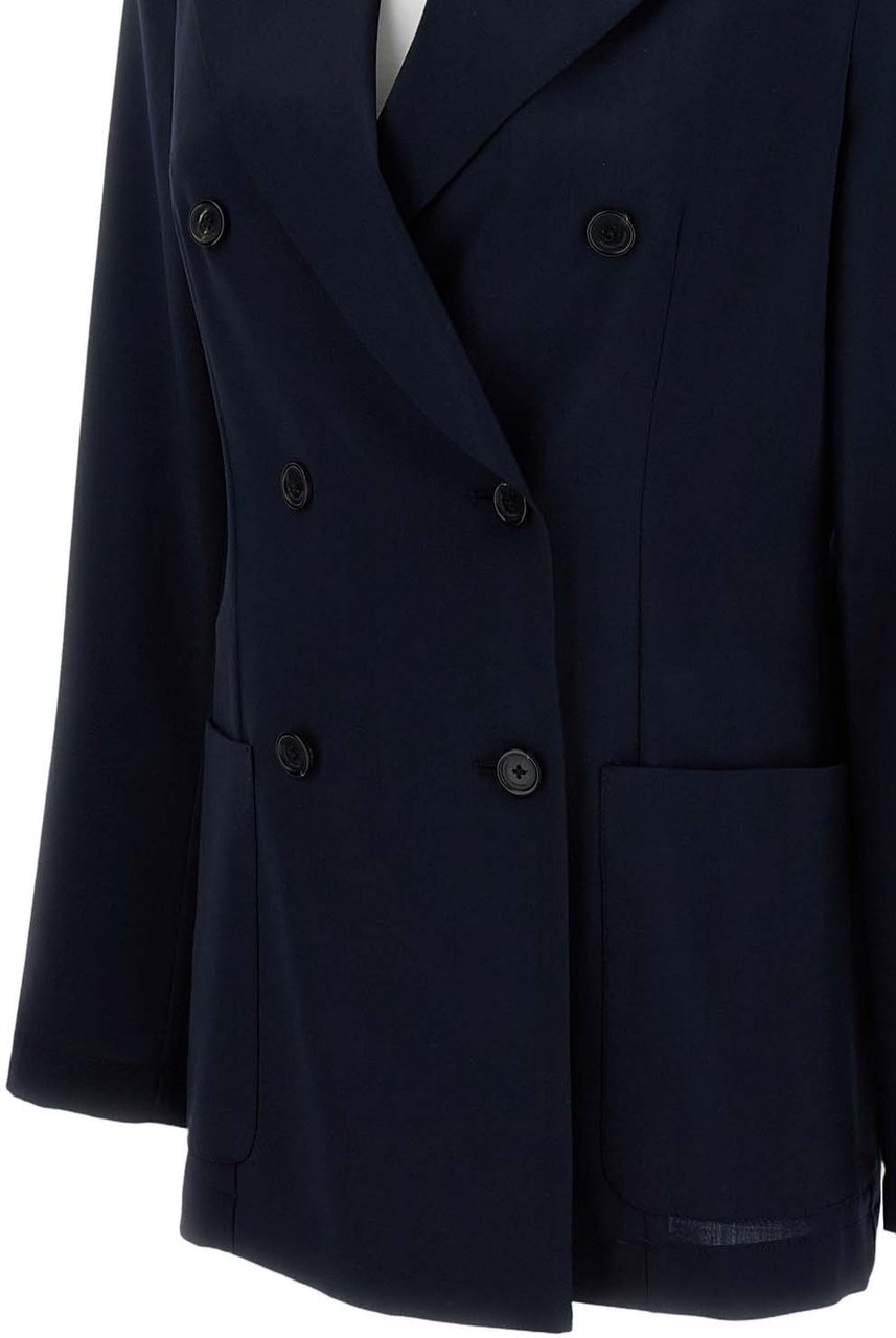 Barena Tailored Double-Breasted Blazer with Front Button Fastening Zwart
