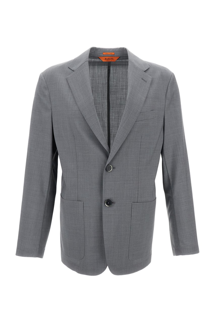 Barena Single-Breasted Wool Jacket with Notched Lapel Grijs