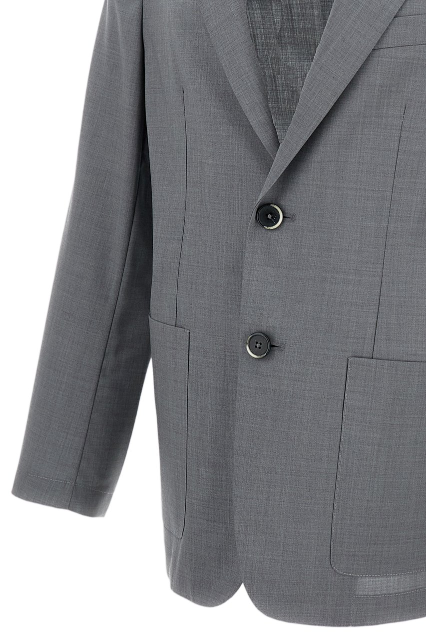 Barena Single-Breasted Wool Jacket with Notched Lapel Grijs