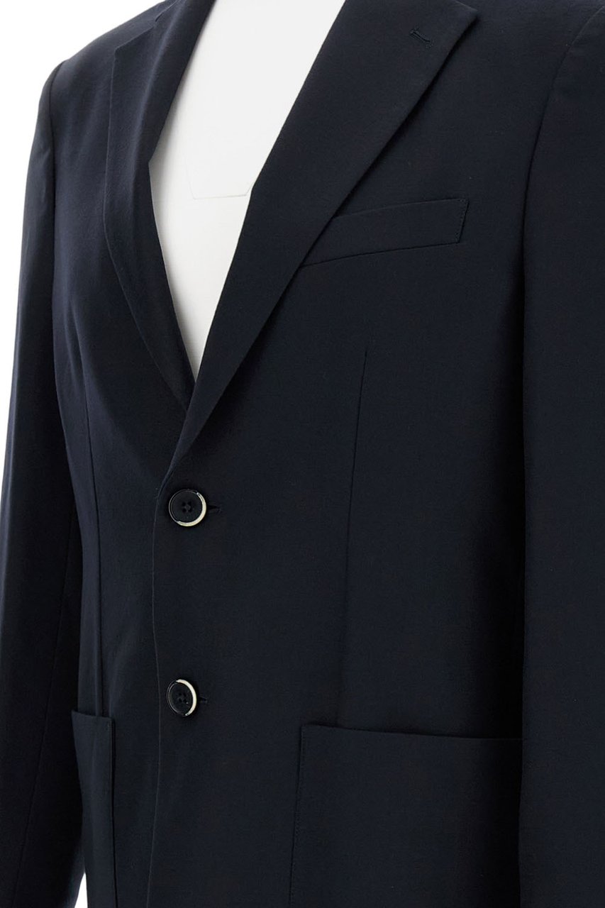Barena Tailored Wool Blend Barena Jacket with Classic Notch Lapel Blauw