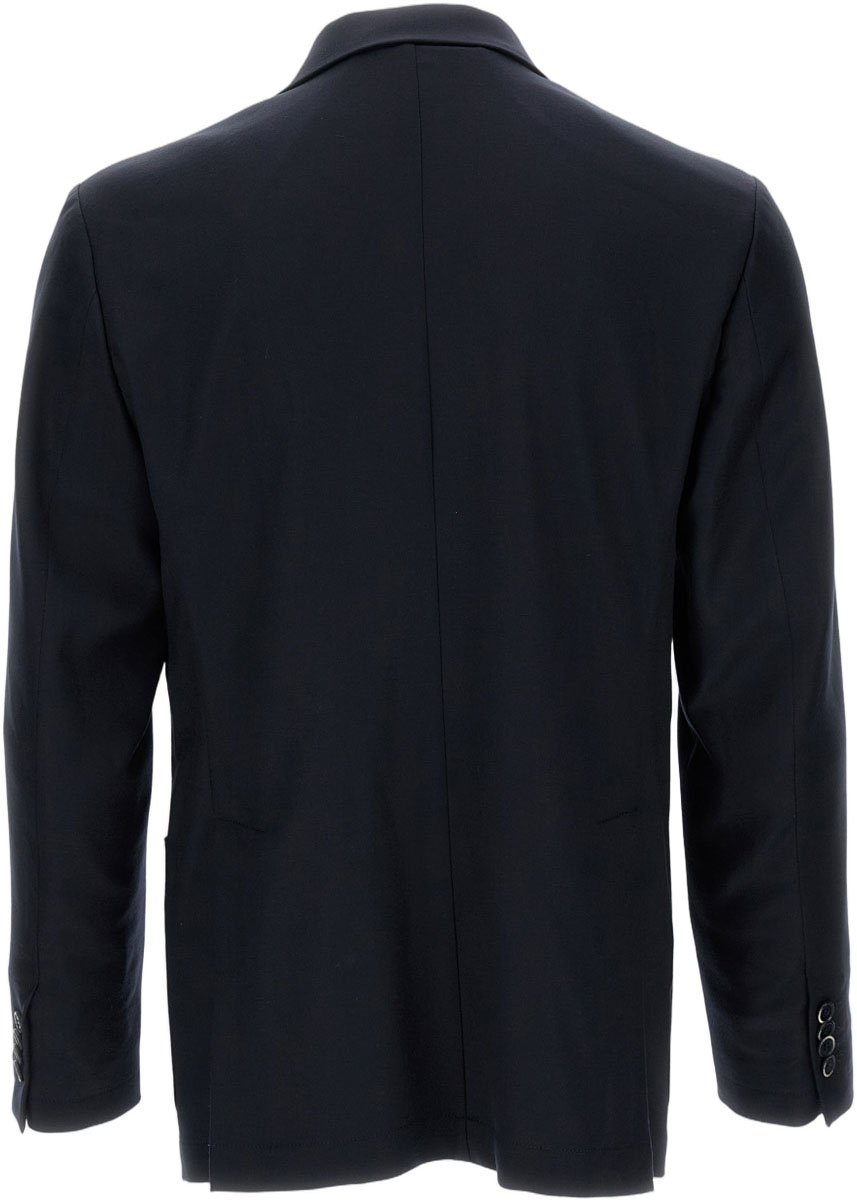 Barena Tailored Wool Blend Barena Jacket with Classic Notch Lapel Blauw