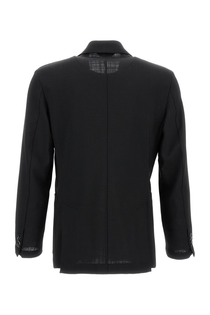 Barena Double-Breasted Wool Jacket with Notched Lapel Zwart