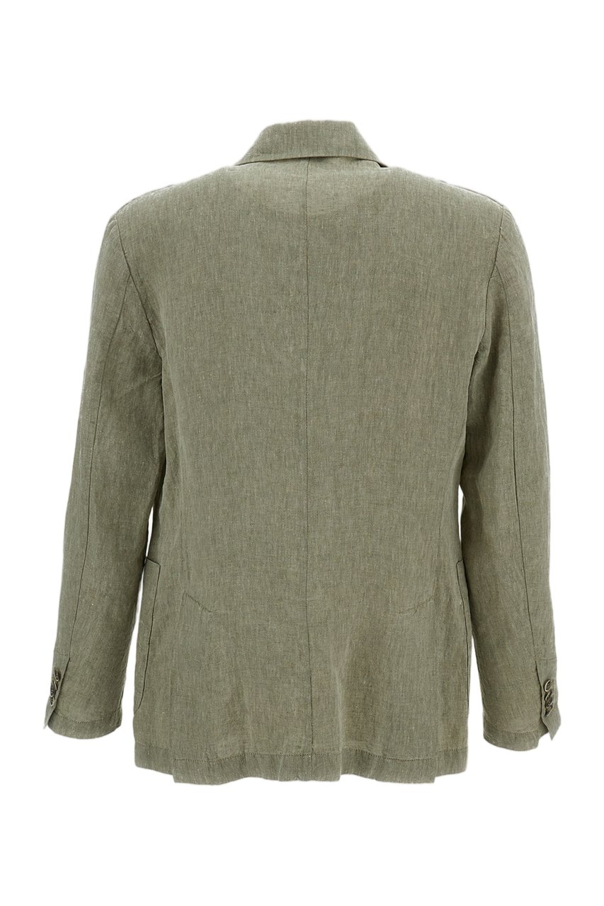 Barena Double-Breasted Linen SIROCO Jacket with Notch Lapels Groen