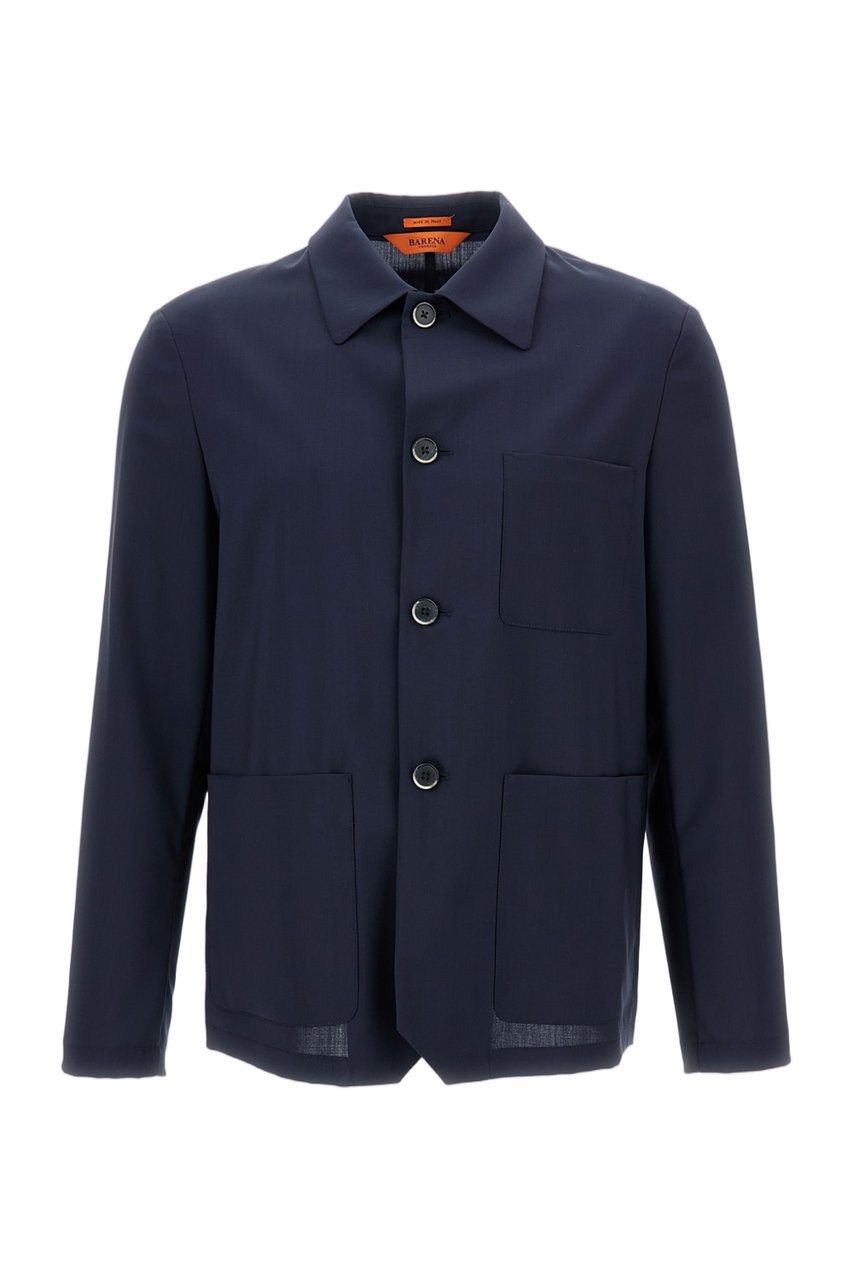 Barena Blue Visal Wool Overshirt Blauw