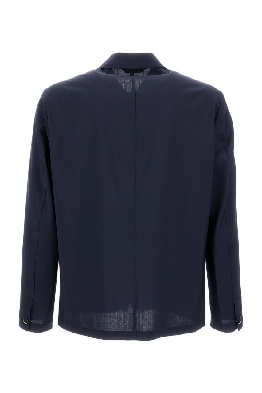 Barena Blue Visal Wool Overshirt Blauw