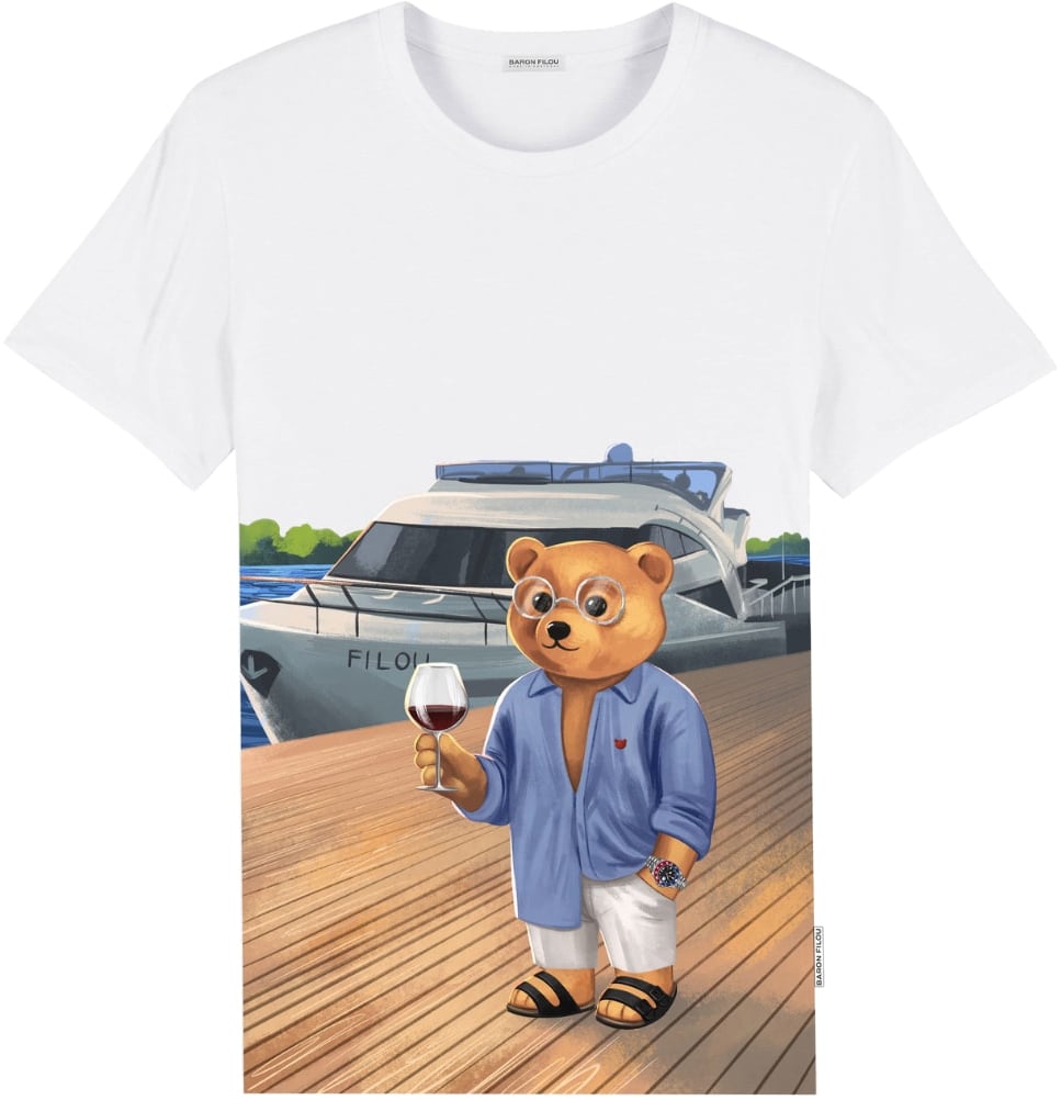 Baron Filou Organic T-Shirt Cutted Print Filou LXXVI. Wit