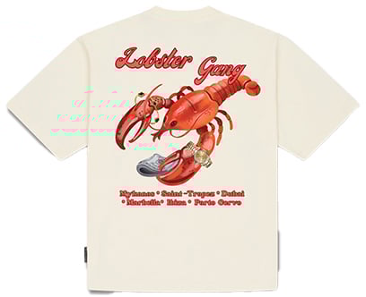 Baron Filou Baron Filou Oversized Backprint T-Shirt Lobster Gang Beige