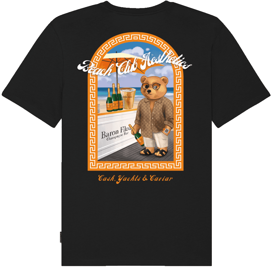 Baron Filou Backprint T-Shirt, Greek-Framed Filou CXVIII. Zwart