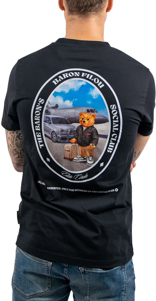 Baron Filou Cli Backprint The Jetset Traveler T-Shirt Zwart