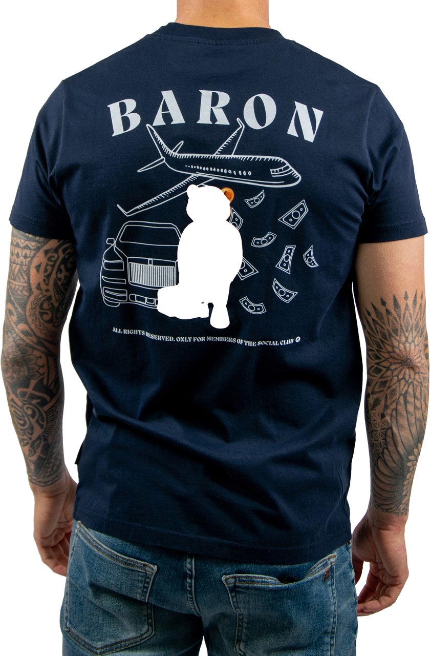 Baron Filou Baron Filou Cxlvi The First Class Flyer Backprint T-Shirt Blauw
