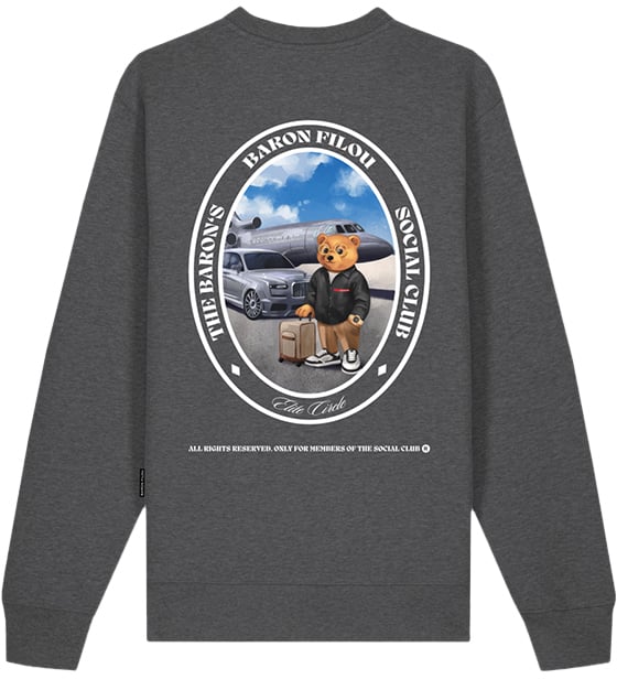 Baron Filou Baron Filou Cli The Jetset Traveler Oval Backprint Sweater Grijs