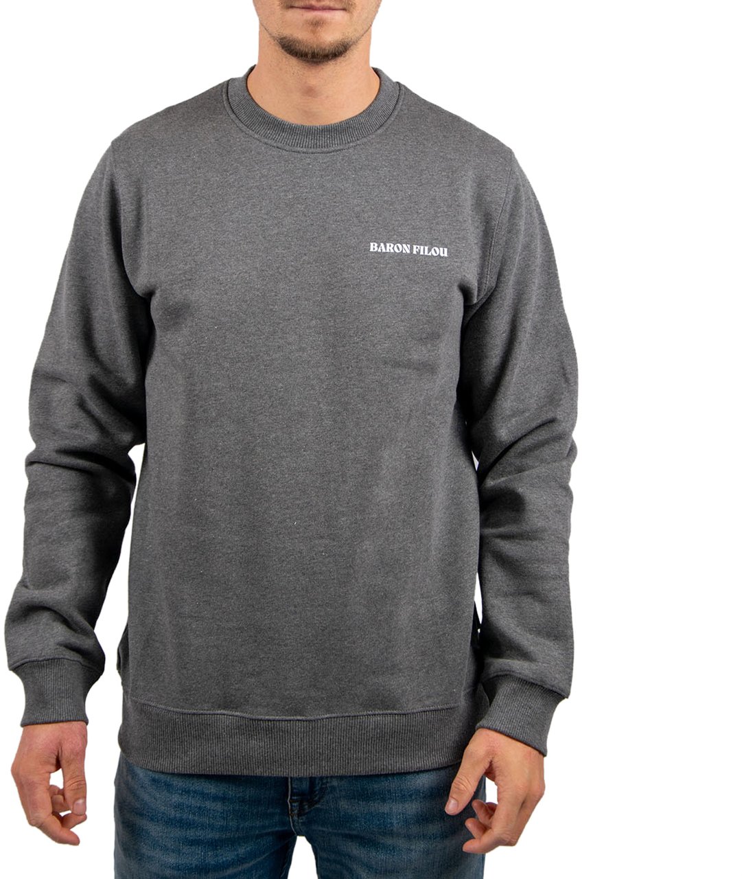 Baron Filou Baron Filou Cli The Jetset Traveler Oval Backprint Sweater Grijs
