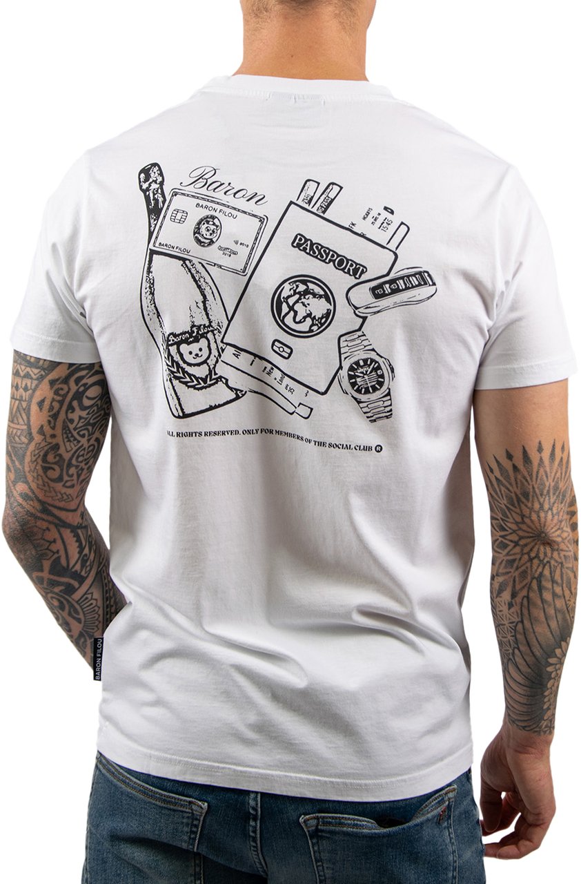 Baron Filou Clii The millionaire Backprint Sketch T-Shirt Wit