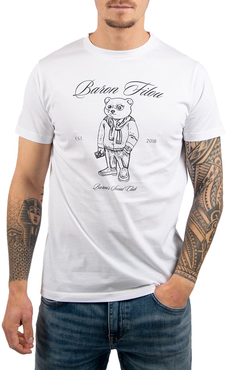 Baron Filou Clii The millionaire Backprint Sketch T-Shirt Wit