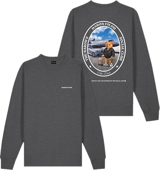 Baron Filou Baron Filou Cli Pullover Oval Backprint The Jetset Traveler Grijs