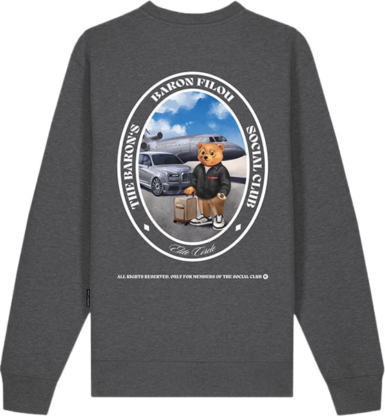 Baron Filou Baron Filou Cli Pullover Oval Backprint The Jetset Traveler Grijs