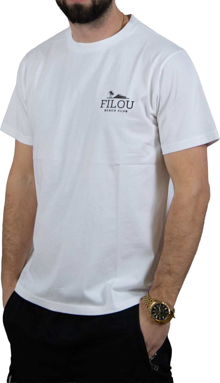 Baron Filou Backprint T-Shirt With Box Design The Beach Club King Wit